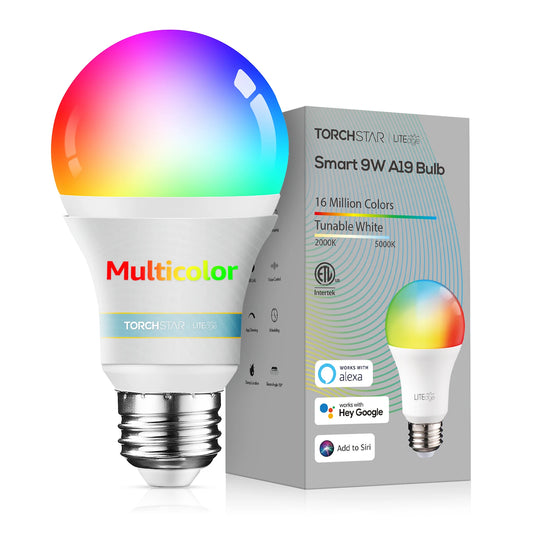 Smart WiFi LED A19 Bulb – RGBCW Color Changing, Dimmable, Compatible with Alexa & Google Home