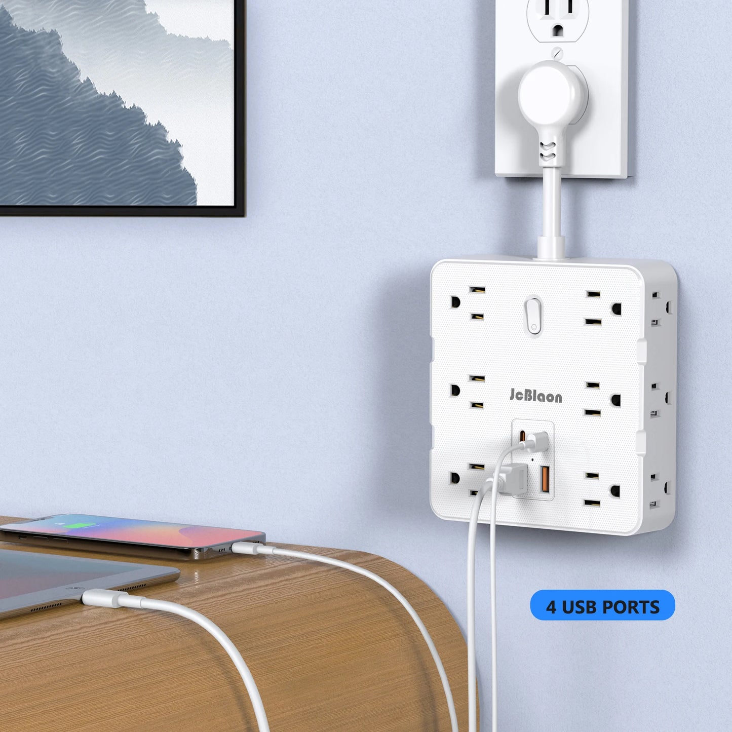 16-IN-1 Multiple Power Strip Adapter – US Plug, AC Outlets, USB & Type-C Ports, 1875W 15A
