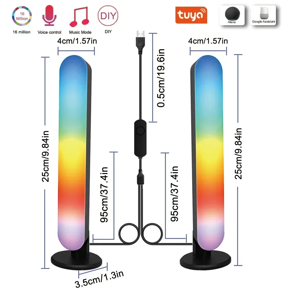 Xiaomi RGB Pickup Night Light Bar – USB Rechargeable, WiFi Tuya, Music Rhythm, TV Ambient Light for Gaming & Table Decor