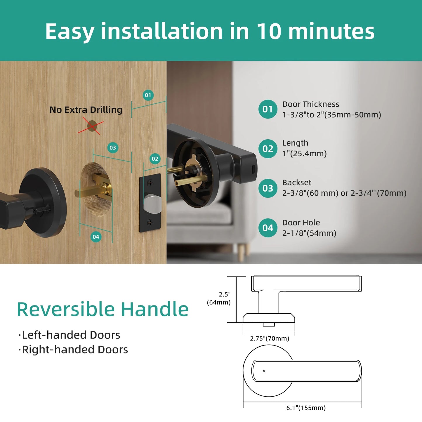 Viladepot Smart Lock – Fingerprint, App Control, Passcode & Touchscreen Keypad