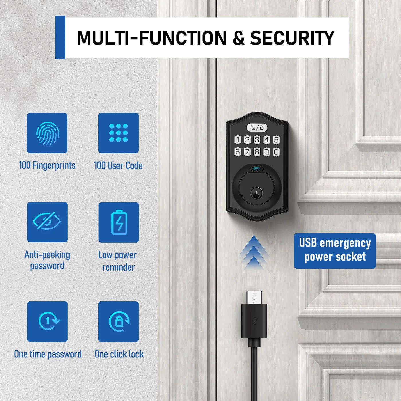 Fingerprint Door Lock – Smart Keyless Deadbolt, Electronic Keypad, Easy Installation