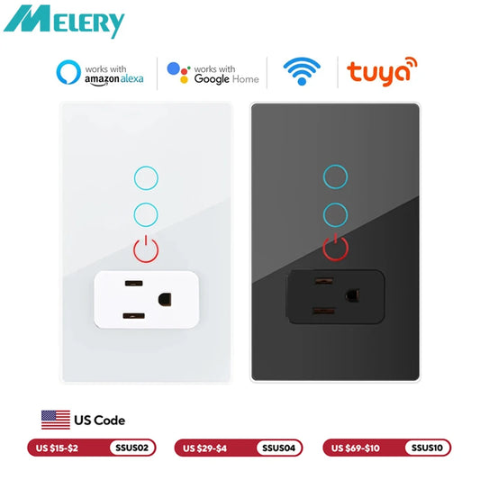 Melery Mexico Plug WiFi Smart Tuya Light Switch – Touch Glass Panel, Alexa & Google Home