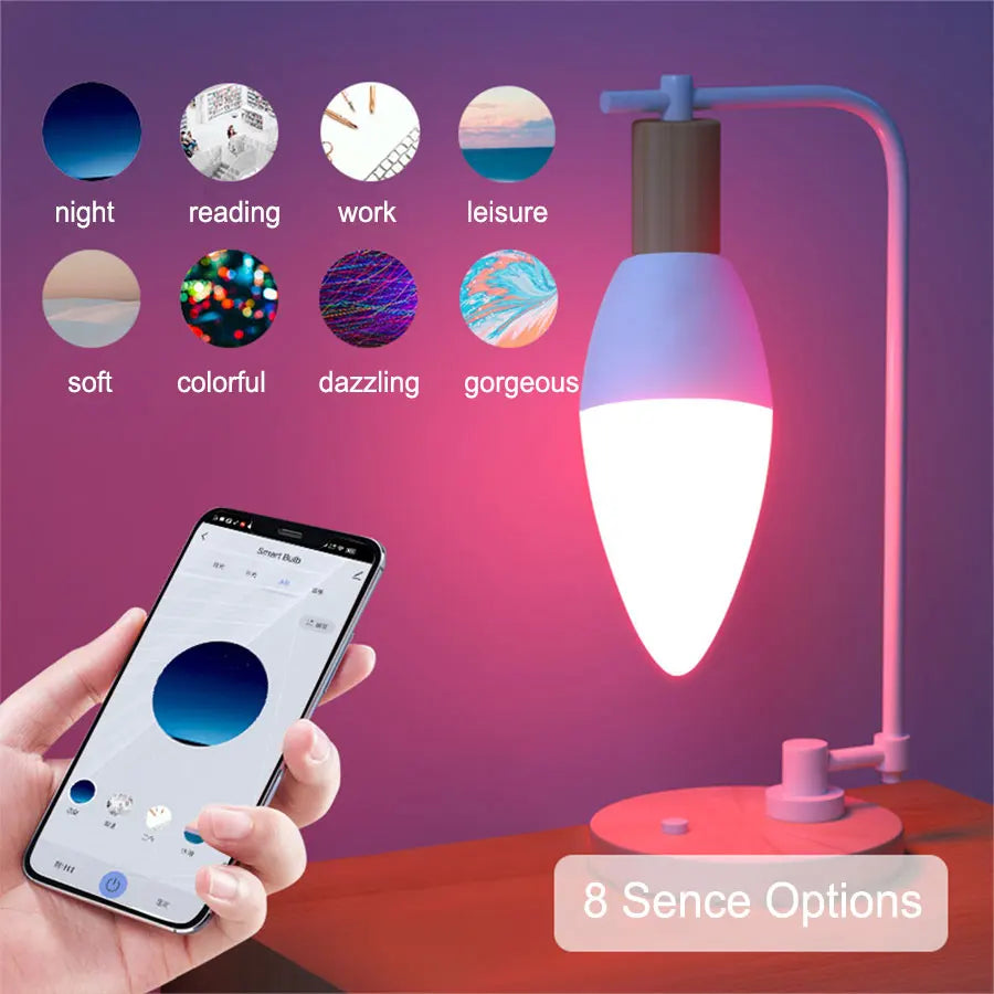 WiFi Matter Smart RGB LED Bulb – E26, Works with Tuya, Alexa, Google Home, Apple HomeKit & Siri