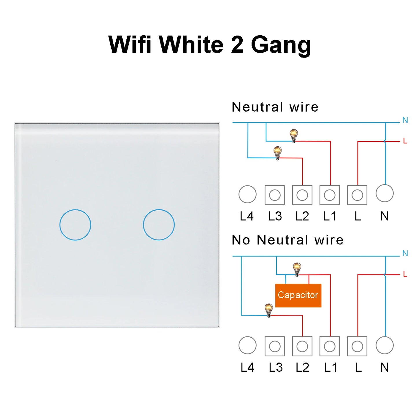 Smart Light Switch – Tuya Smart Life Glass Panel Touch, Voice & App Control, 110V/220V