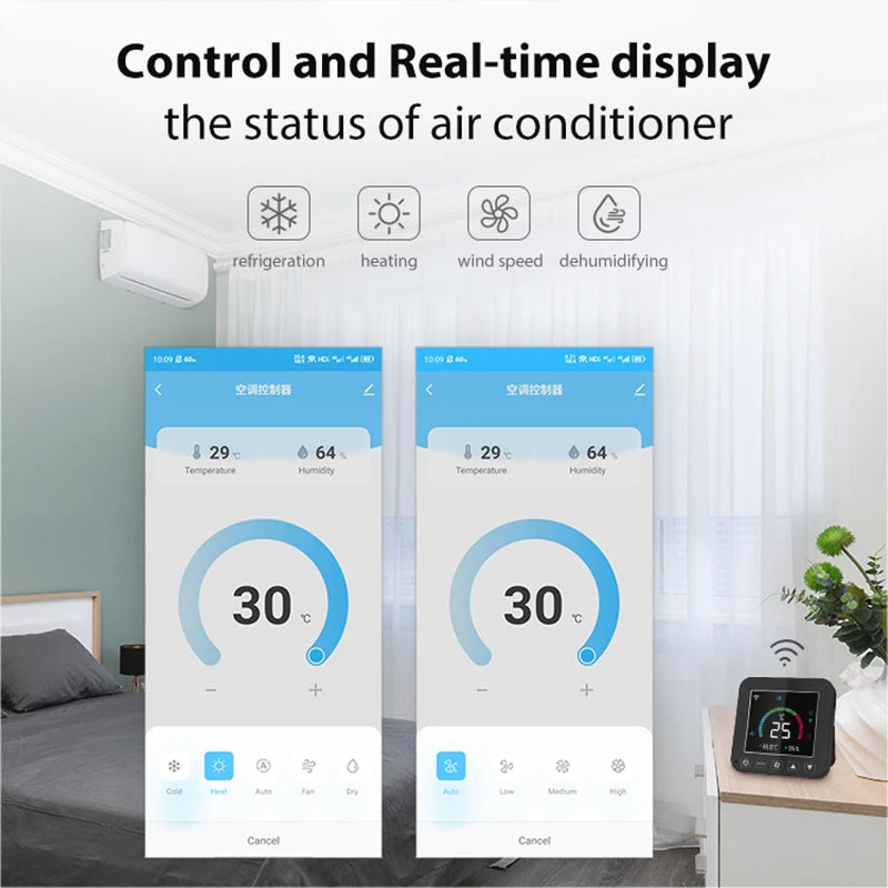 Tuya Smart WiFi IR Air Conditioner Thermostat – Intelligent, Temperature-Sensing, Alexa & Google Home Compatible