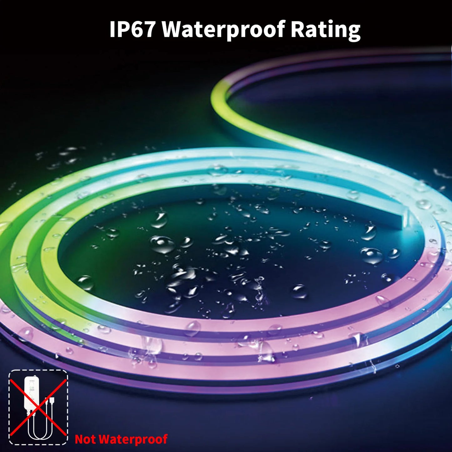 RGB Neon LED Strip – 8/16M, IP65 Waterproof, USB Powered, Tuya App & Remote Control, Flexible Ribbon for Home Décor