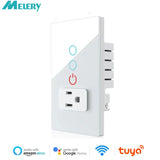 Melery Mexico Plug WiFi Smart Tuya Light Switch – Touch Glass Panel, Remote & Voice Control