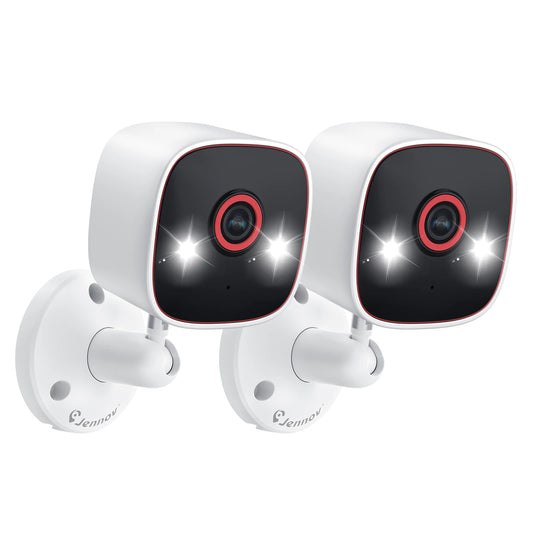 Jennov 2PCS 1296P WiFi Indoor/Outdoor Camera – Pet & Baby Monitor, Color Night Vision, 2-Way Audio, Home Security