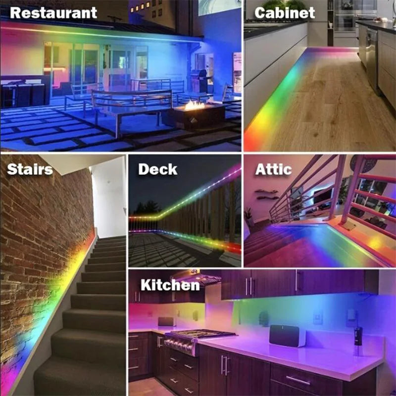 WS2812B 5050 RGBIC Smart LED Strip – DC5V, Flexible Tuya WiFi RGB Neon, Chasing Effects, App Control for Alexa & Google