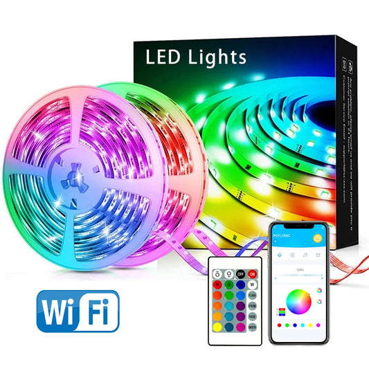 100FT WiFi RGB LED Strip Lights – Music Sync, Remote & App Control
