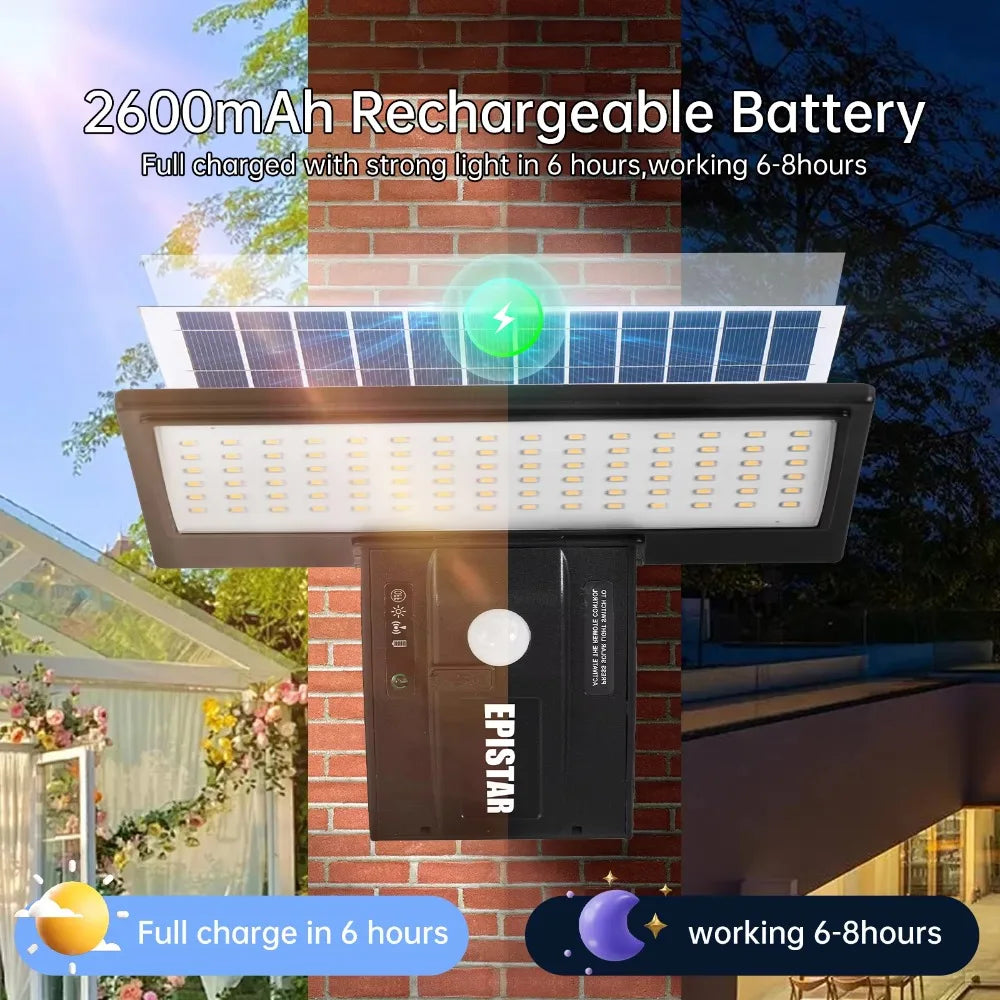 90LED Solar Outdoor Motion Sensor Flood Light – Waterproof, 3 Colors, 4 Modes for Garden & Yard Security
