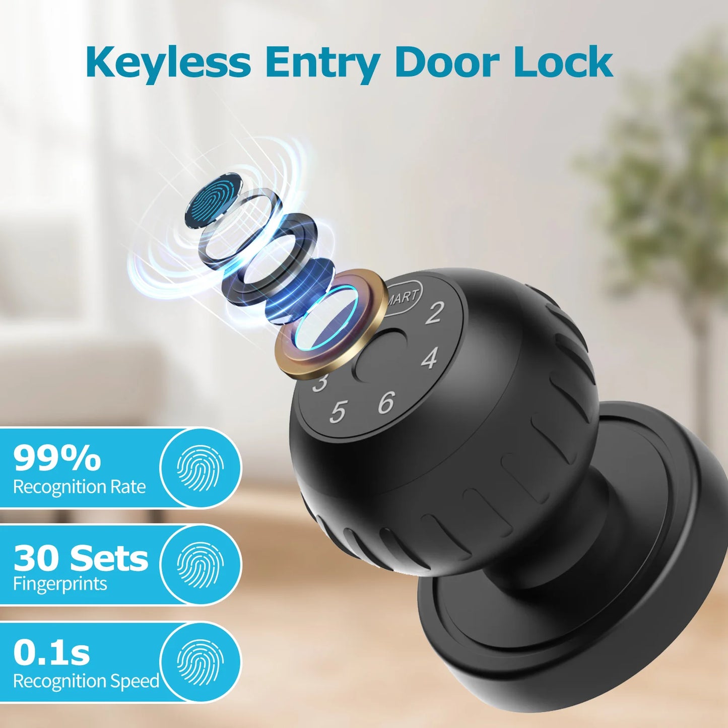 Viladepot Smart Lock – Fingerprint, App Control, Passcode & Touchscreen Keypad (Indoor)
