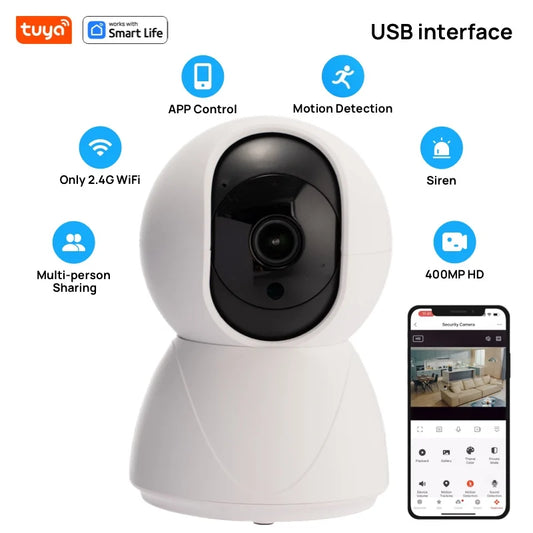 USB Tuya 4MP Indoor Camera – 2K PTZ WiFi Security Camera for Baby, Pet, and Home Monitoring with App Control