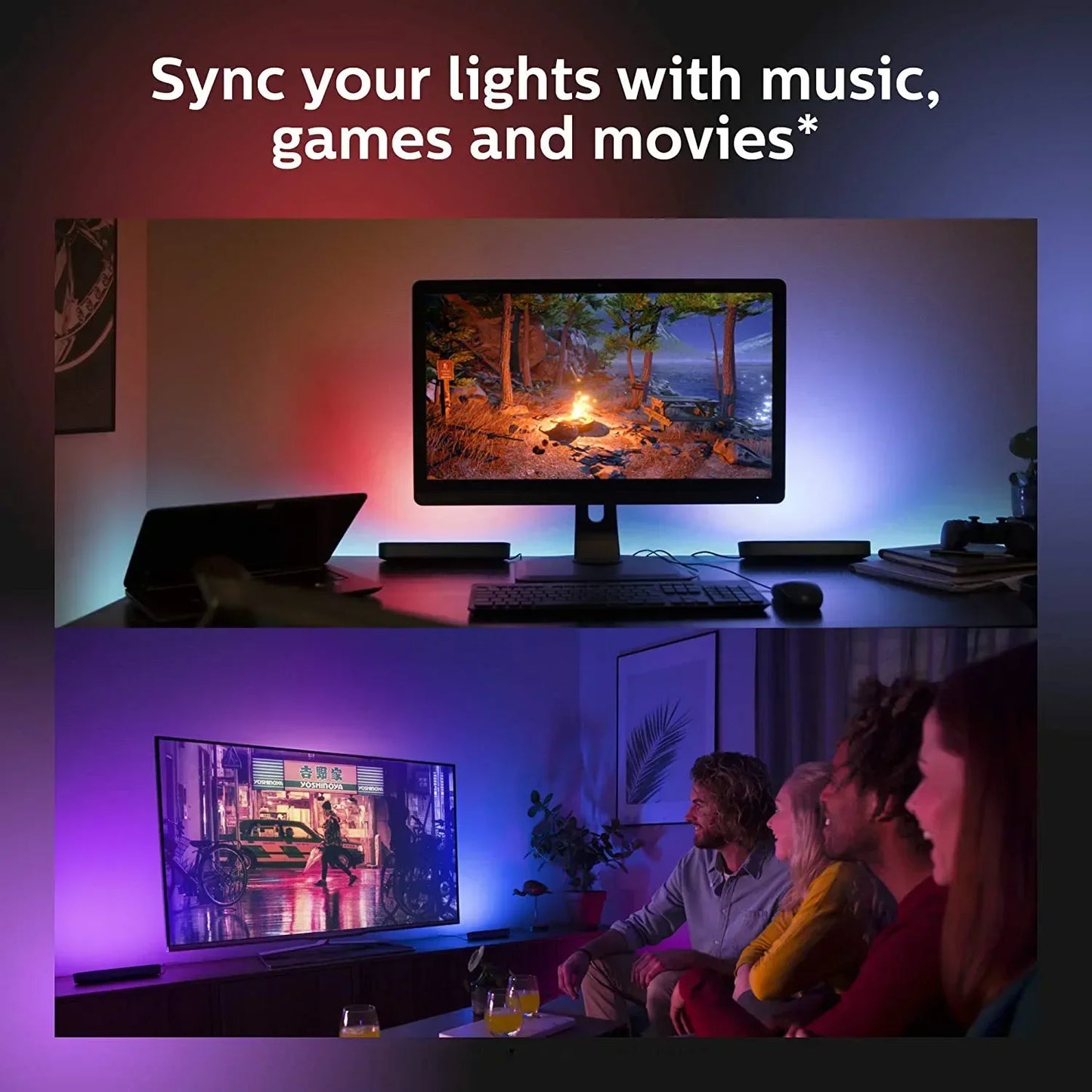 Xiaomi RGB Pickup Night Light Bar – USB Rechargeable, WiFi Tuya, Music Rhythm, TV Ambient Light for Gaming & Table Decor