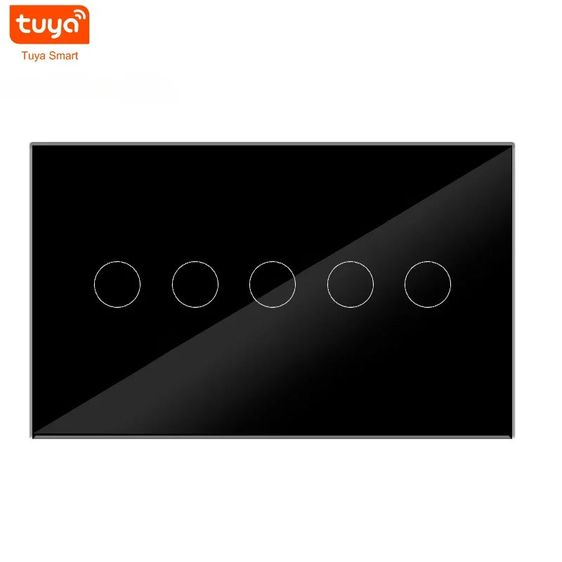 Shawader Tuya WiFi Smart Wall Light Switch – Touch Glass Panel, 4/5/6 Gang, Alexa & Google Home
