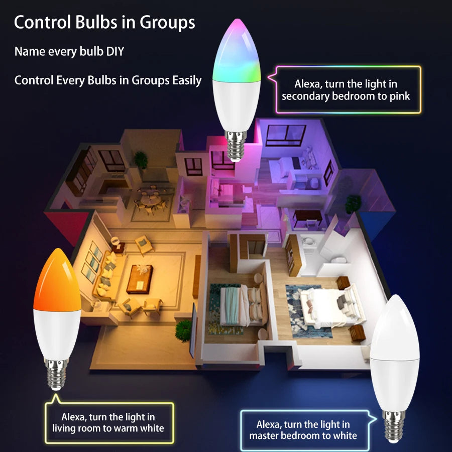 WiFi Matter Smart RGB LED Bulb – E26, Works with Tuya, Alexa, Google Home, Apple HomeKit & Siri