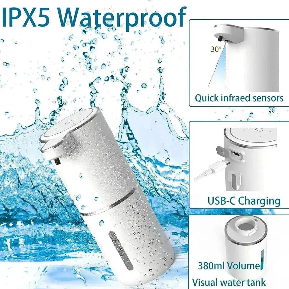 Automatic Touchless Foaming Soap Dispenser – 380ML, USB Rechargeable, 4-Level Adjustable Foam