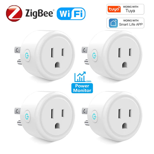 Tuya 16A Smart Plug – Zigbee & WiFi, Energy Monitor, Timer, Works with Alexa & Google Home