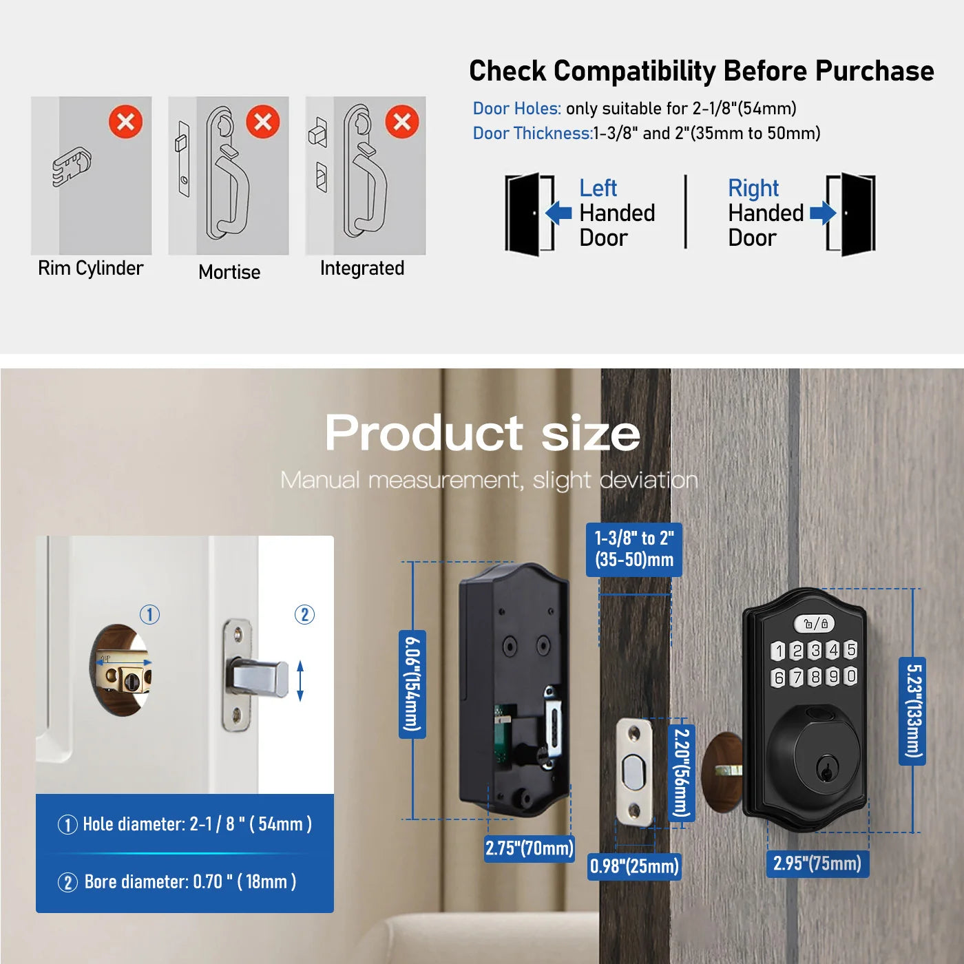 Fingerprint Door Lock – Smart Keyless Deadbolt, Electronic Keypad, Easy Installation