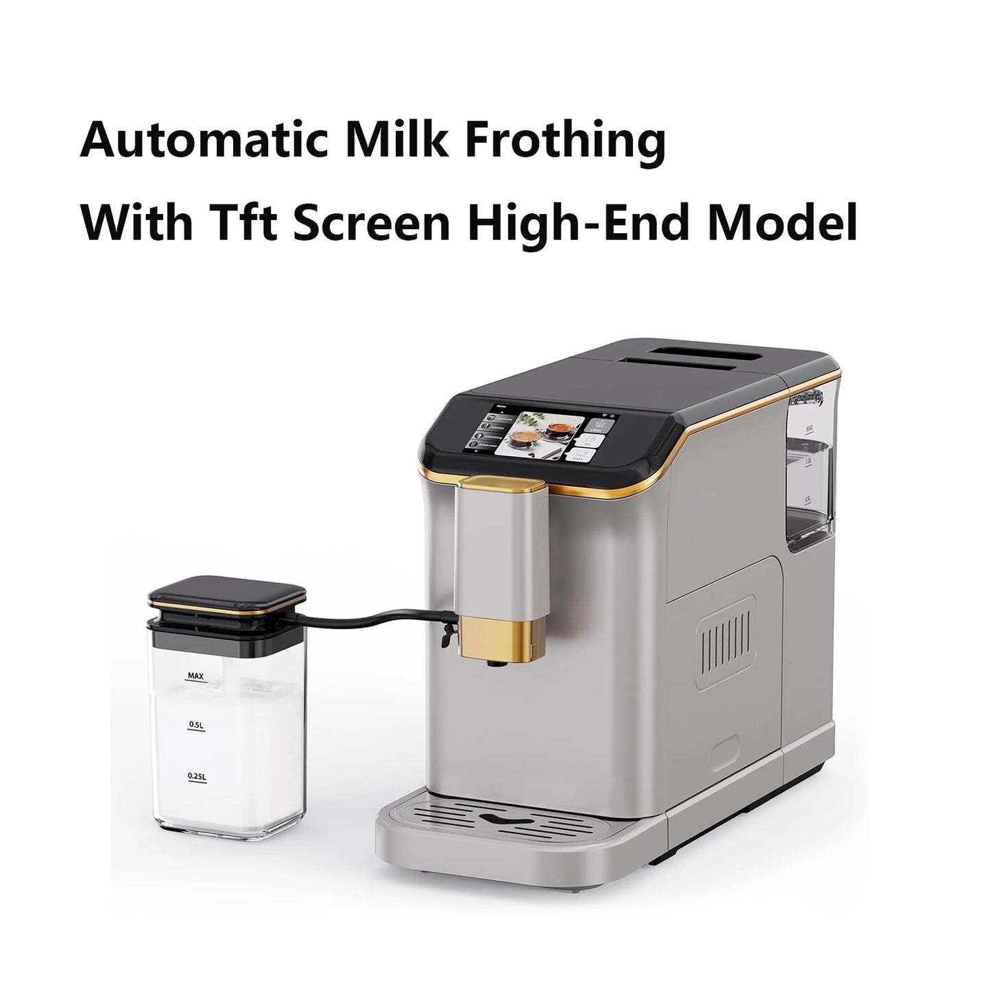 TFT Touch Screen Automatic Espresso Machine – 20 Bar Coffee Maker with Grinder & Automatic Milk Frother