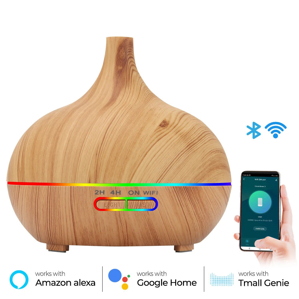 Tuya Smart Humidifier & Essential Oil Aroma Diffuser – WiFi, LED Color Lights, Timer, Alexa & Google Home Compatible