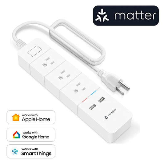 Arumny Matter HomeKit Smart Power Strip – Multi Outlet Electric Extension, US Plug, Siri & Smart Home Compatible