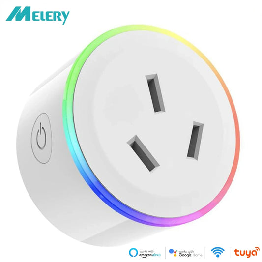 Melery WiFi Smart Power Plug – AU Adapter, LED Indicator, Voice Control, Works with Alexa, Google Home & Tuya
