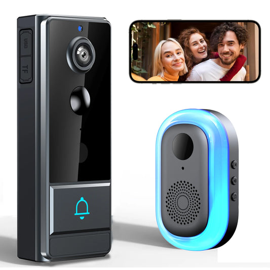 Wireless WiFi Video Doorbell – Night Vision, 2-Way Audio, Live Video & Notifications