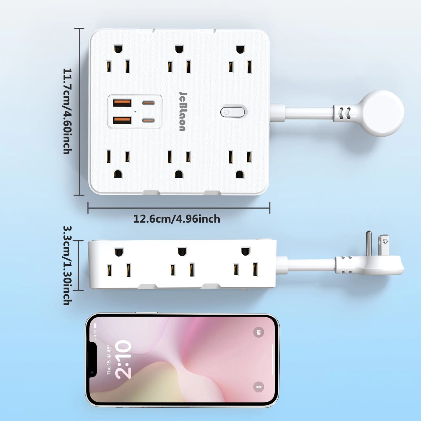 16-IN-1 Multiple Power Strip Adapter – US Plug, AC Outlets, USB & Type-C Ports, 1875W 15A