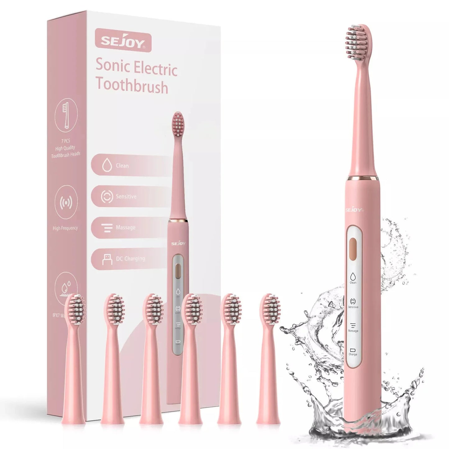 SEJOY Sonic Electric Toothbrush – IPX7 Waterproof, 3 Modes, Smart Rechargeable Automatic Toothbrush