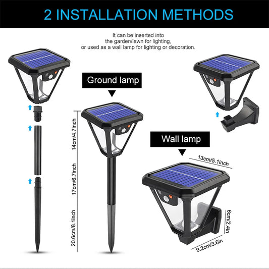 Solar Garden Light – Remote Control, Dual Installation, Waterproof Wall & Ground Lamp for Yard, Patio, Lawn