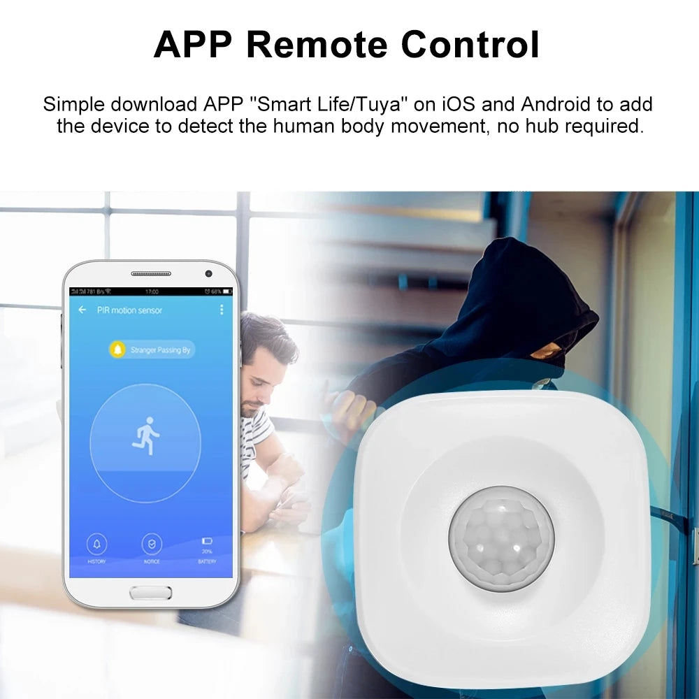 Tuya ZigBee/WiFi PIR Motion Sensor – Wireless Infrared Security & Burglar Alarm Detector, Smart Life App Compatible
