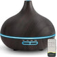 Wood Grain 550ml Ultrasonic Essential Oil Diffuser – Remote Control, 7-Color LED, 6 Preloaded Oils