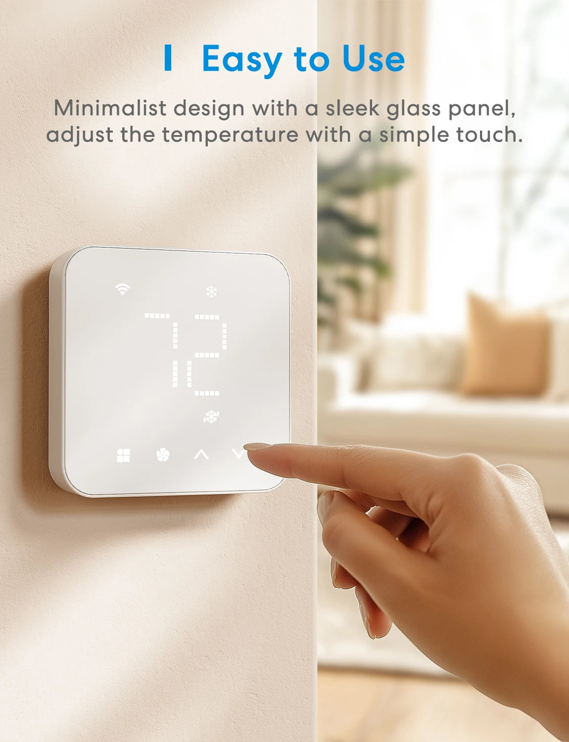 Meross Matter Smart US Wi-Fi Thermostat – Compatible with 95% Heating & Cooling Systems, Alexa & HomeKit