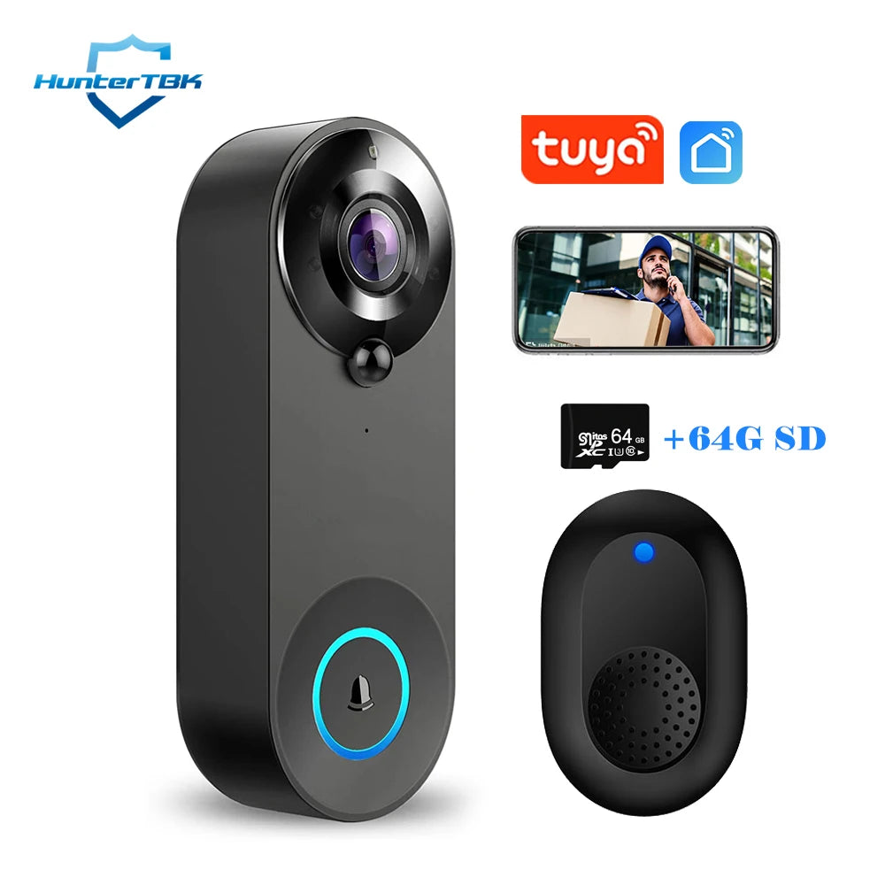 1080P Wireless Video Doorbell Camera – WiFi, Tuya Smart Home, Motion Detect & Night Vision