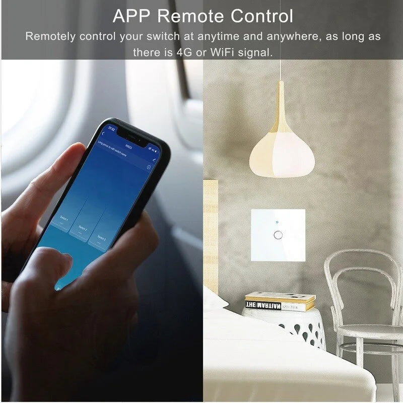 AXUS EU WiFi Smart Light Switch – Touch, RF433, No Neutral Wire, Tuya App, Alexa & Google Home
