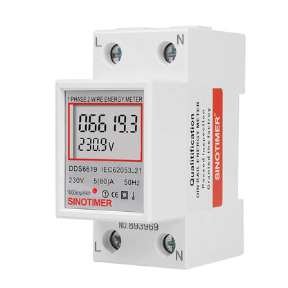 Digital Electricity Consumption Monitor – DIN Rail, 220V/230V, KWH Electric Meter, Energy Saving, 50/60Hz