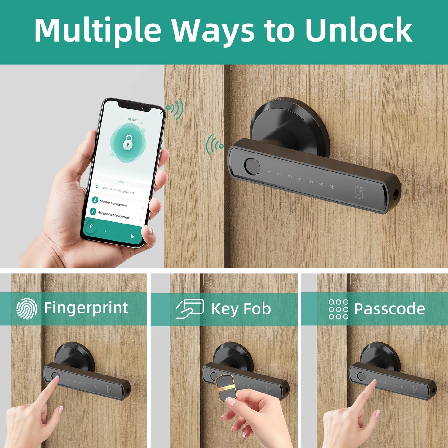Viladepot Smart Lock – Fingerprint, App Control, Passcode & Touchscreen Keypad