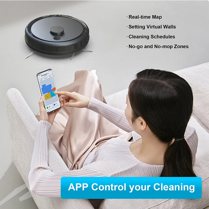 Tuya App Robot Vacuum Cleaner – Wet Mopping, Auto-Charging, Smart Control