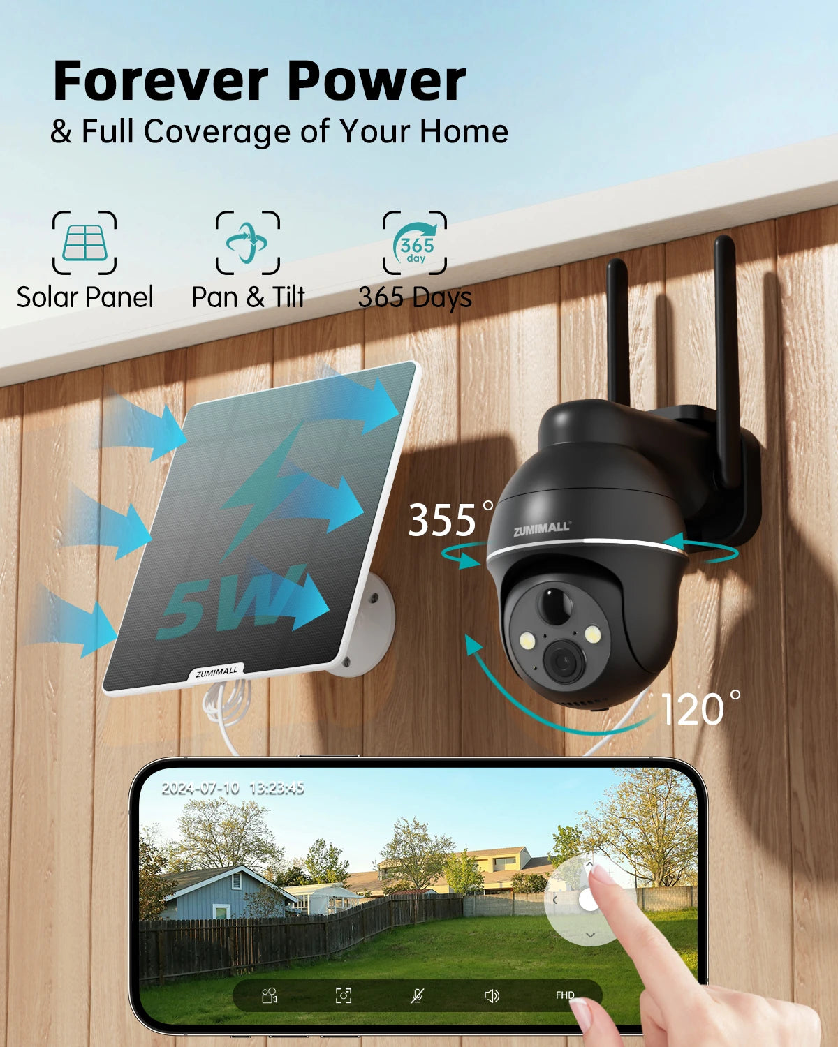 ZUMIMALL 4G LTE Solar Security Camera – Outdoor, No WiFi Required, Color Night Vision, SIM Included