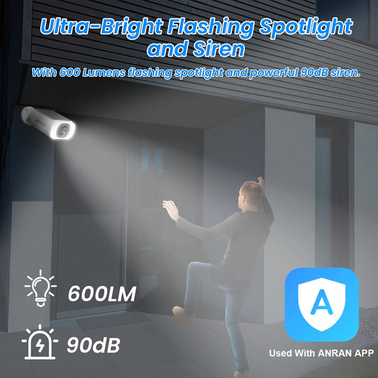 ANRAN Outdoor Wireless WiFi Solar Security Camera – 2/3/4 PCS, 3MP, Battery & Solar Powered, Floodlight, Color Night Vision