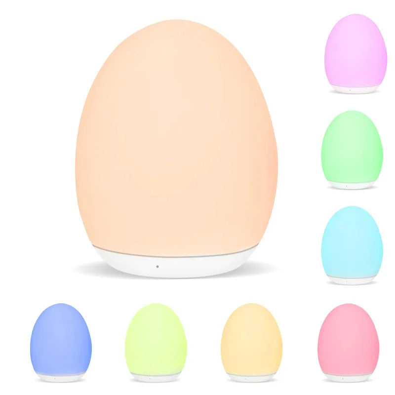 7-Color Changing Night Light – RGB Touch, Remote Control, Dimmable, USB Rechargeable, Portable Bedside Table Lamp