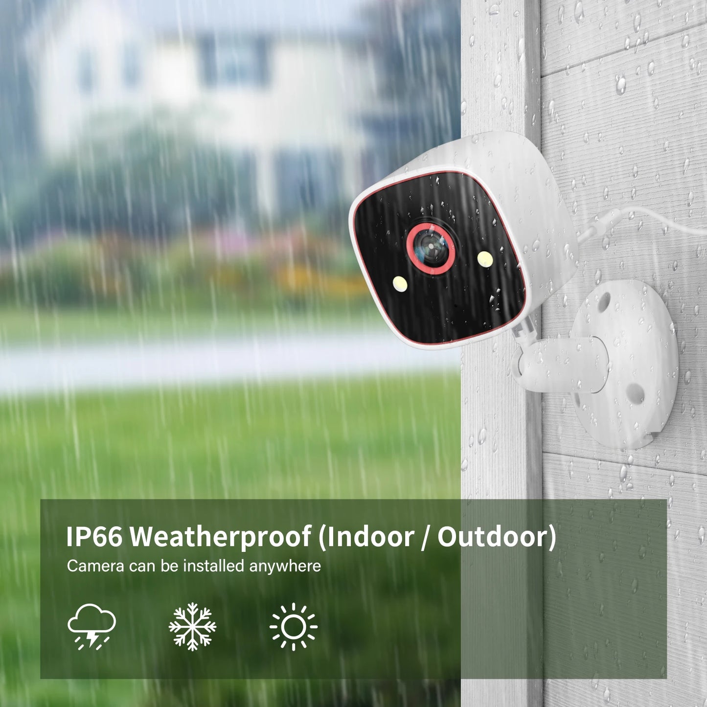 Jennov 2K HD Wireless Security Camera – Outdoor/Indoor, WiFi, Color Night Vision, IP66 Waterproof