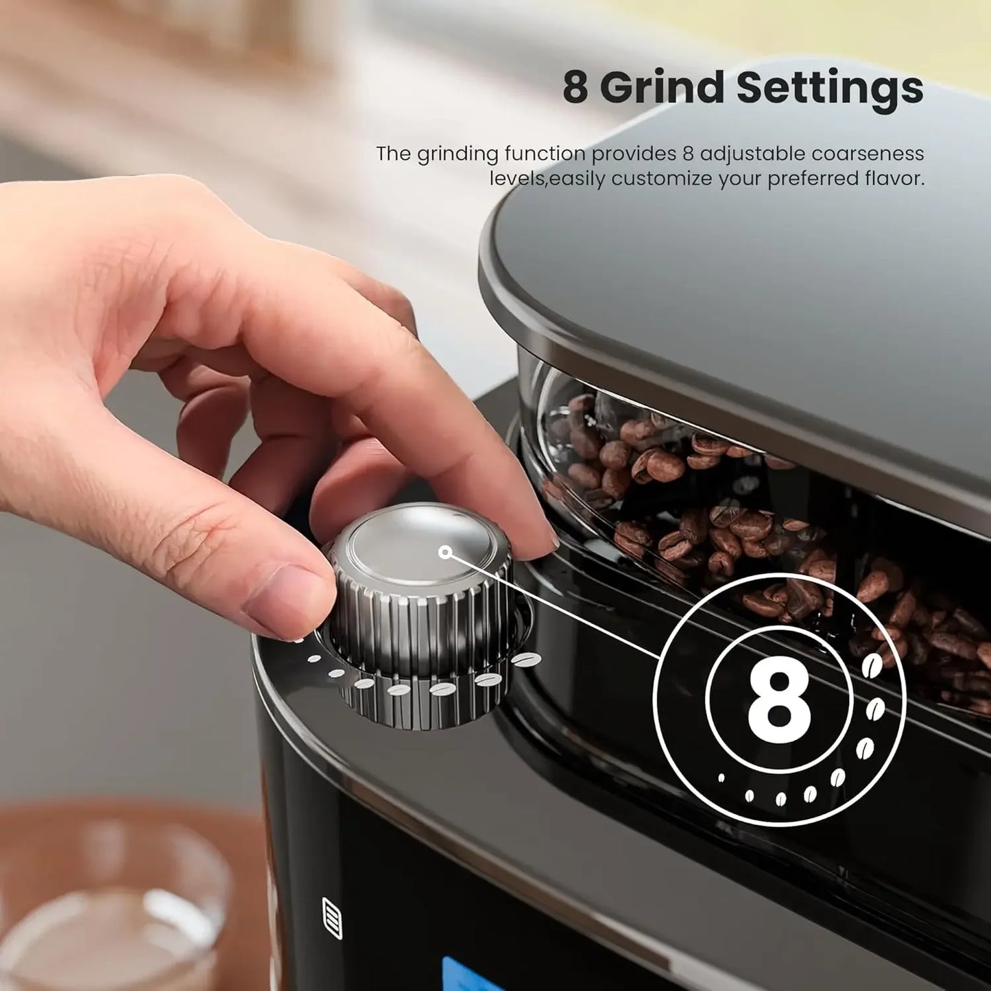 10-Cup Drip Coffee Maker with Built-in Grinder – Programmable Grind & Brew, Smart LED Touchscreen, 24H Timer