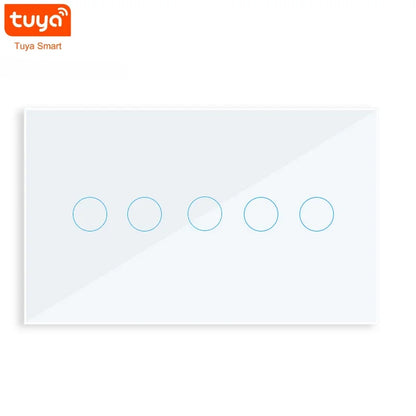 Shawader Tuya WiFi Smart Wall Light Switch – Touch Glass Panel, 4/5/6 Gang, Alexa & Google Home