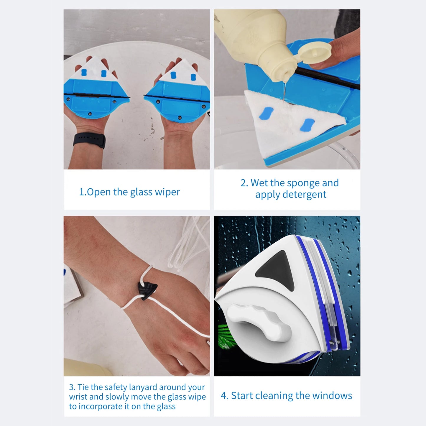 2024 Household & Office Magnetic Window Cleaner – Double-Layer Glass Cleaning Tool with Automatic Water Discharge