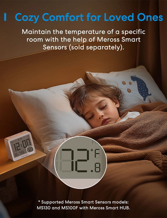 Meross Matter Smart US Wi-Fi Thermostat – Compatible with 95% Heating & Cooling Systems, Alexa & HomeKit