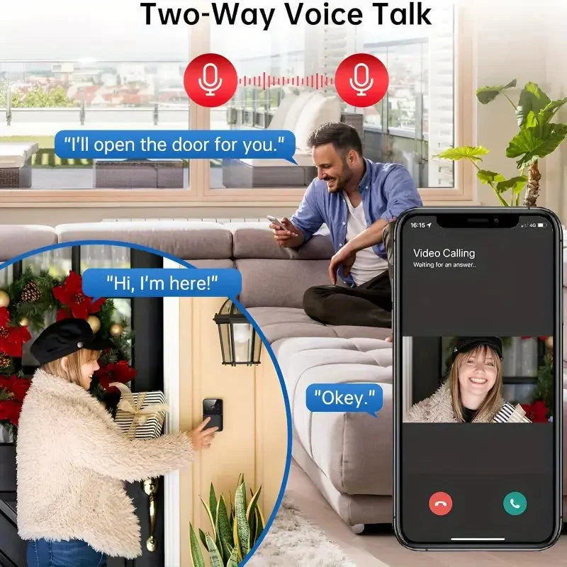 HD Wireless WiFi Doorbell Camera – Waterproof, Smart Video Doorbell for Outdoor Security