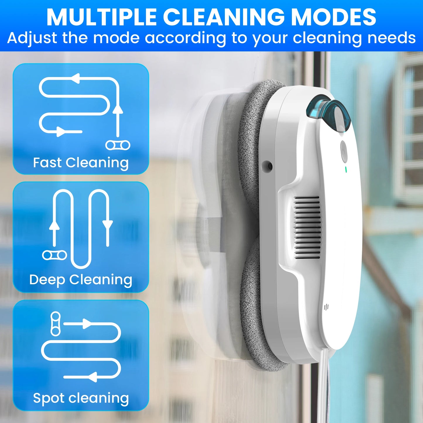 W1 Window Cleaning Robot – Automatic Water Spraying Function for Effortless Glass Cleaning