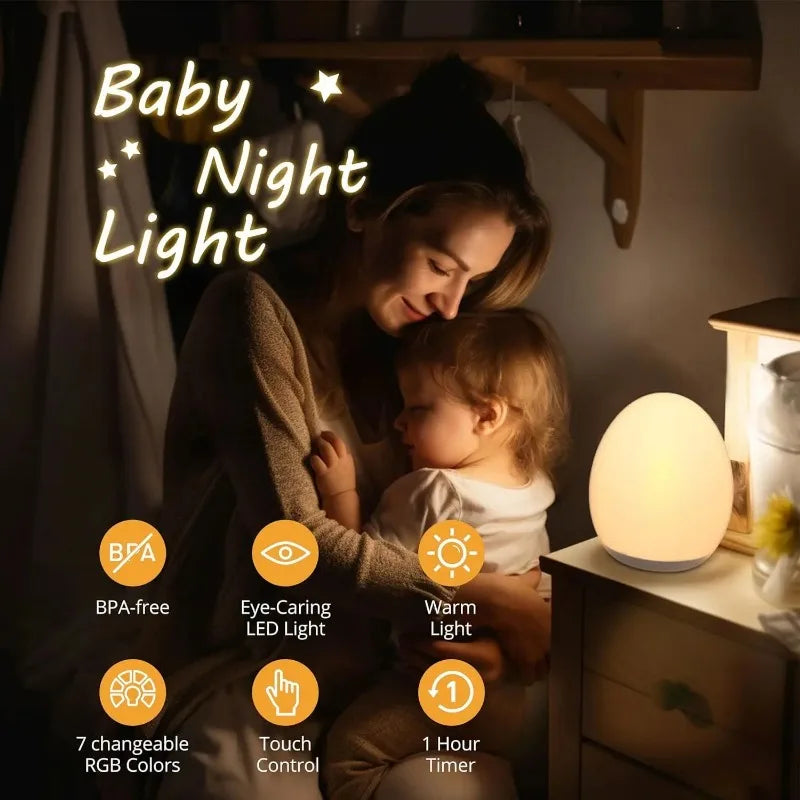 7-Color Changing Night Light – RGB Touch, Remote Control, Dimmable, USB Rechargeable, Portable Bedside Table Lamp